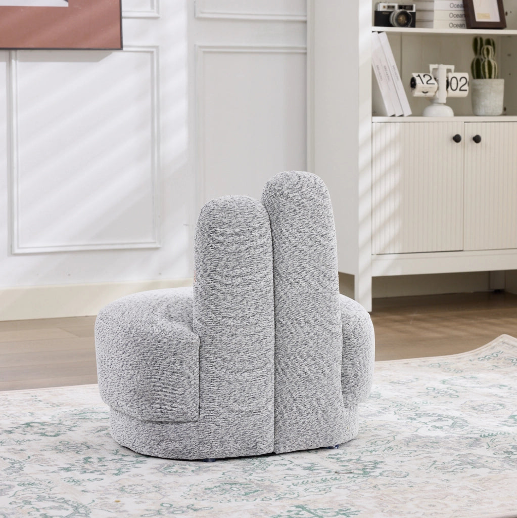 Pouf imbottito a coniglio con orecchie ricamate grigio antico
