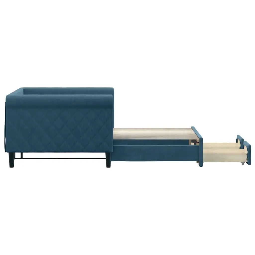 Divano Letto Estraibile con Cassetti-Sofa Letto-Daybed Blu 90x200 cm in Velluto 243065