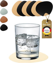 Set di Sostegni in Vetro - 6 pezzi - Antiscivolo e Lavabile - Protezione Perfetta per la Tavola - Sostegni in Vetro PVC in Pelle Finta Nero/Bianco - Prodotto in Germania