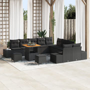 Set di divani da giardino  da 13 pezzi con cuscini Nero Polyrattan Acacia