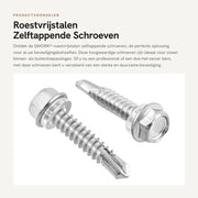 Viti autoalimentanti 50 pezzi - 6,3 mm x 32 mm - Acciaio inossidabile - Impermeabili - Resistenti alla corrosione - Adatti per interni/esterni - Viti di fissaggio