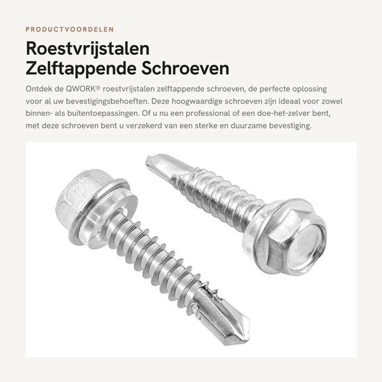 Viti autoalimentanti 50 pezzi - 6,3 mm x 32 mm - Acciaio inossidabile - Impermeabili - Resistenti alla corrosione - Adatti per interni/esterni - Viti di fissaggio