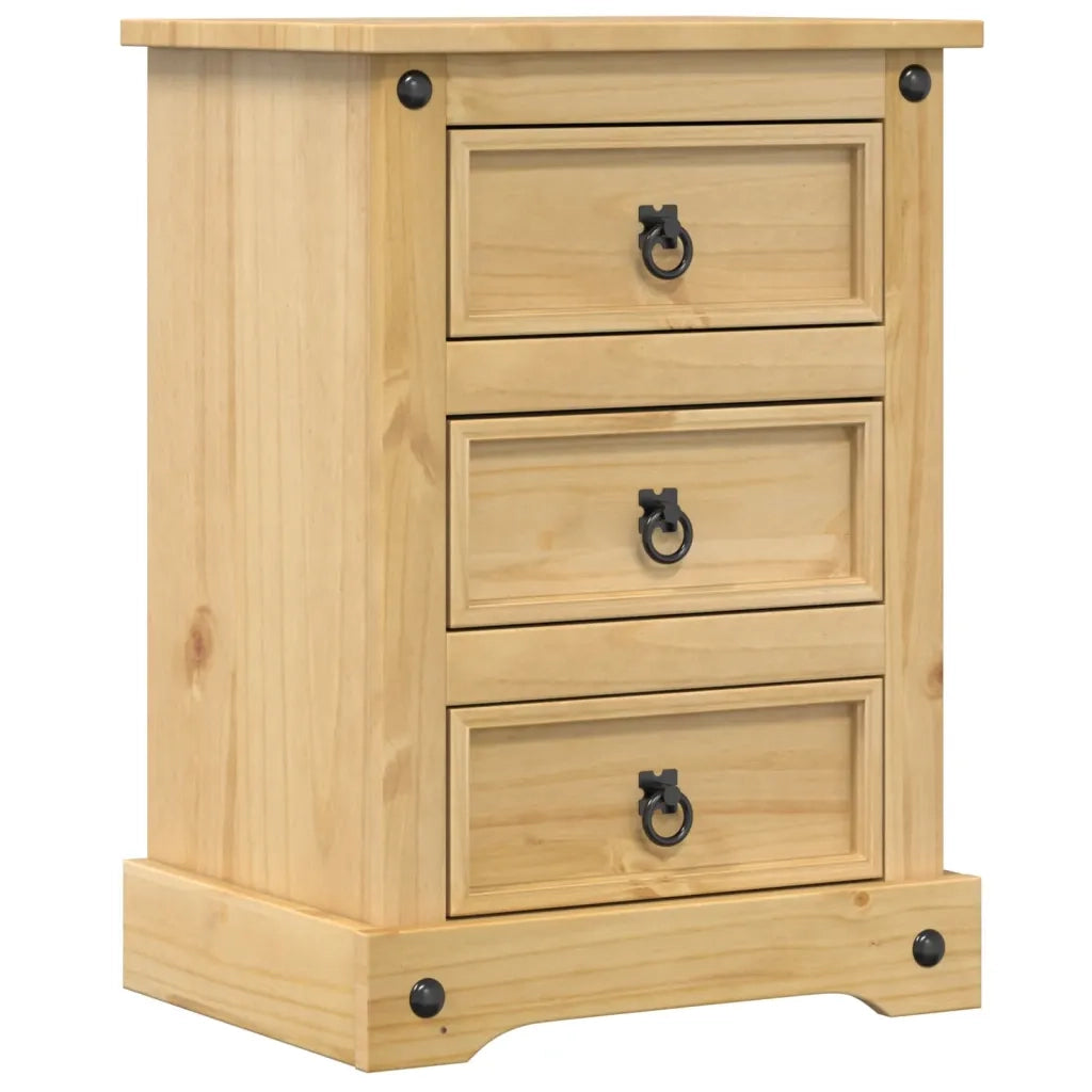Comodino Corona 45x35x64 cm in Legno Massello di Pino 4005656