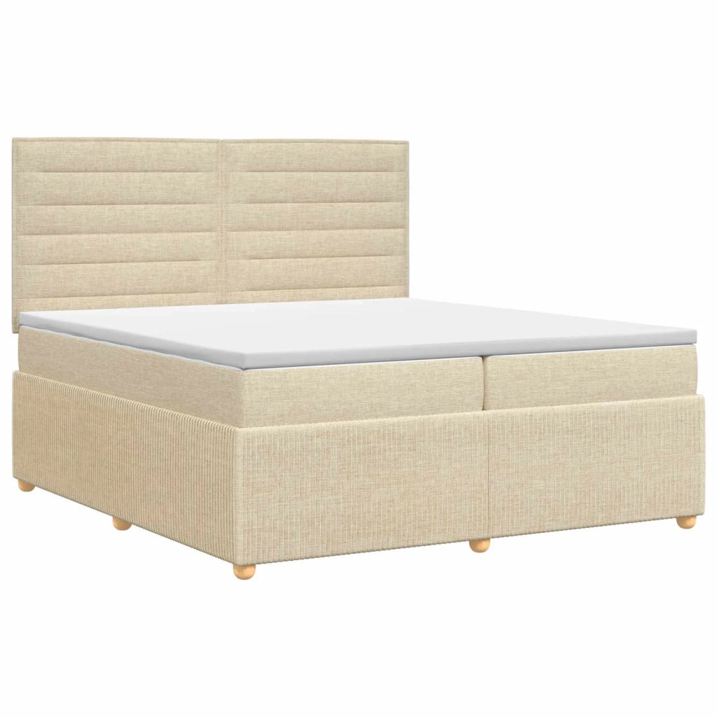 Letto box spring con materasso Crema 200 x 200 cm Tessuto 3454471