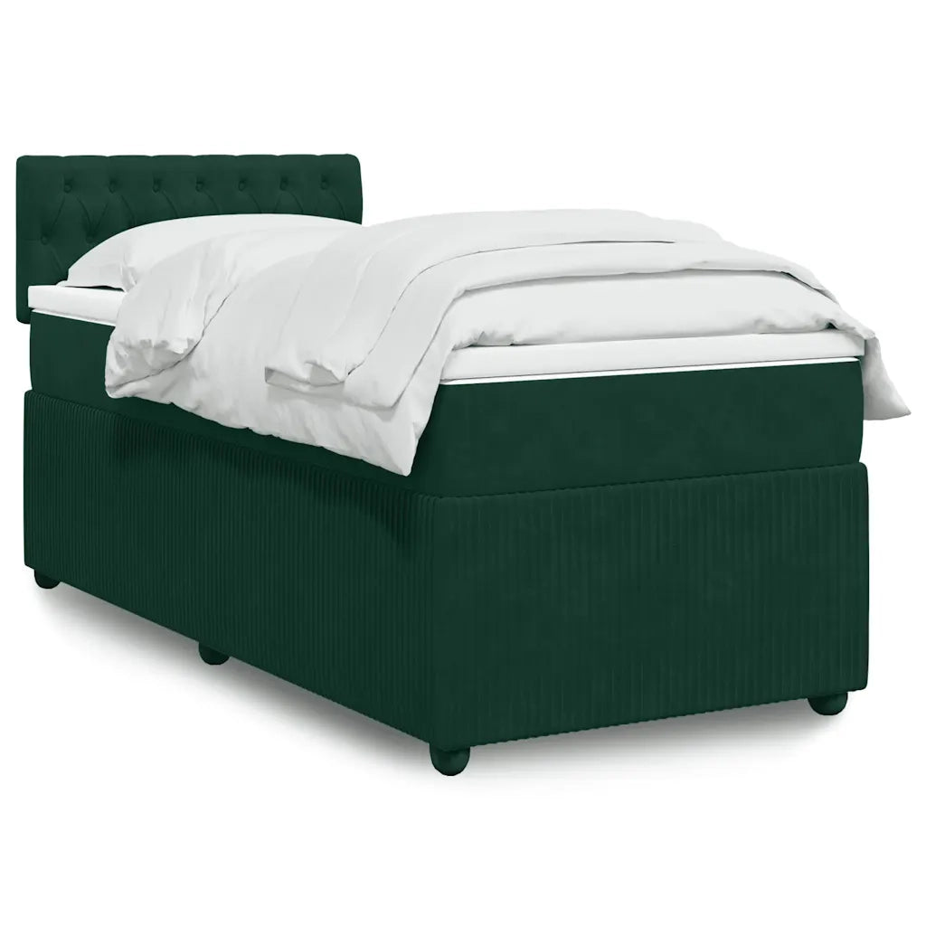 Giroletto a Molle con Materasso Verde Scuro 100x200 cm Velluto