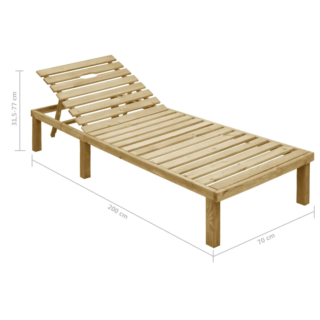 Lettino da Giardino con Cuscino Crema Legno Pino Impregnato cod mxl 7249