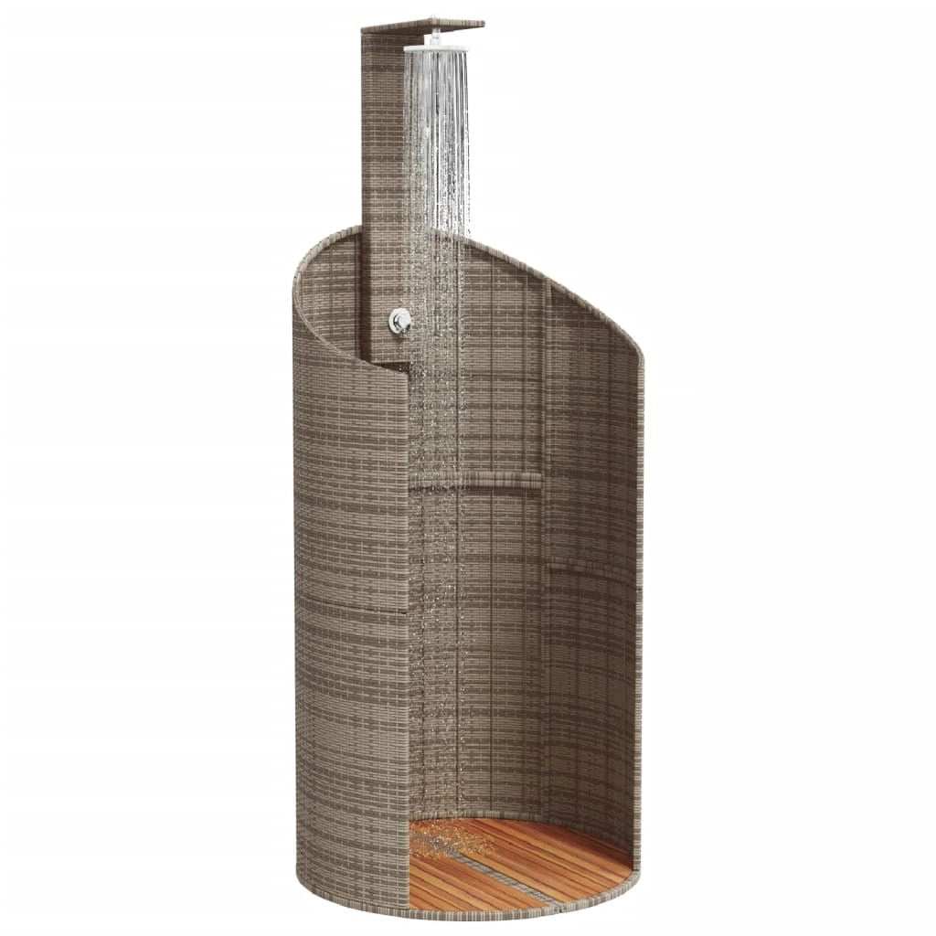 Doccia da esterno 100 x 100 x 241,5 cm polyrattan legno di acacia grigio 02_0042015