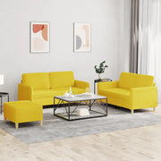 Set di Divani 3 pz con Cuscini Giallo Chiaro in Tessuto 3202099