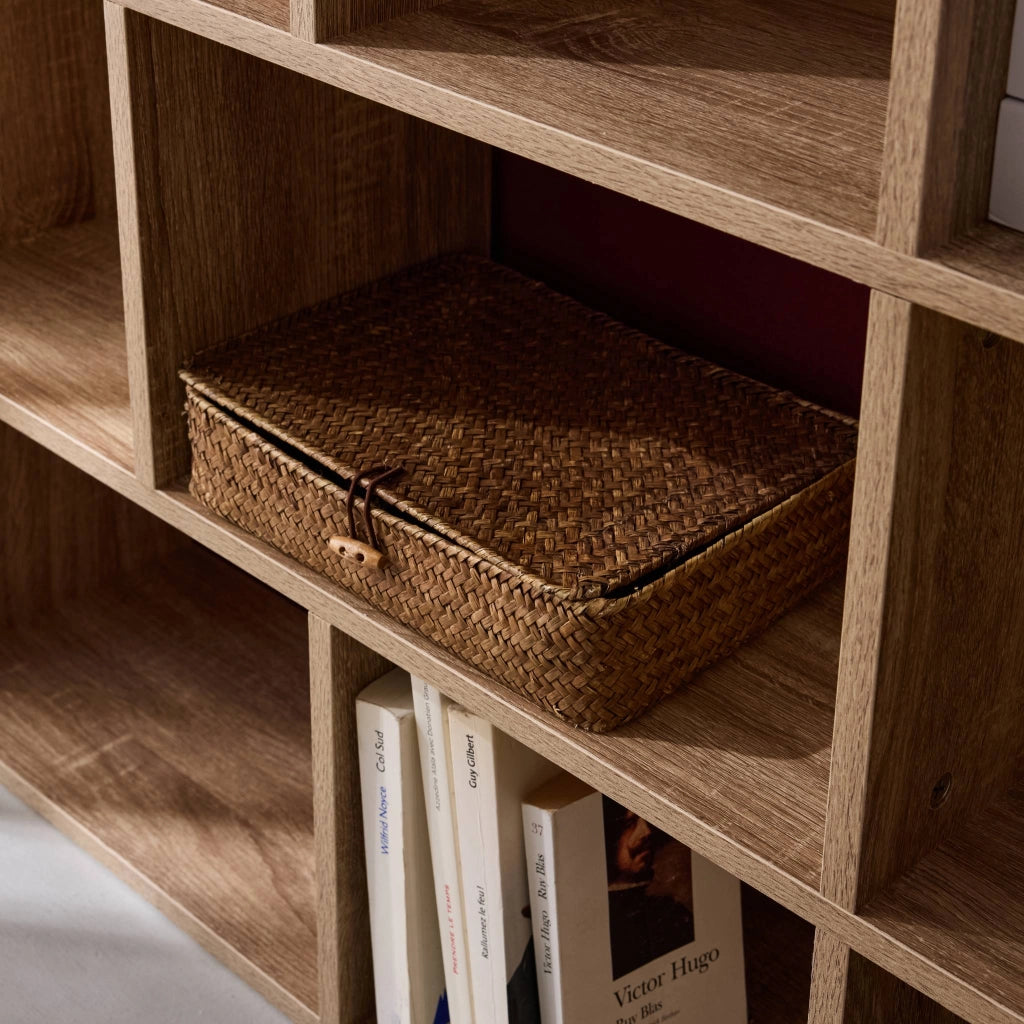 Libreria a 3 livelli con 12 scomparti, marrone naturale