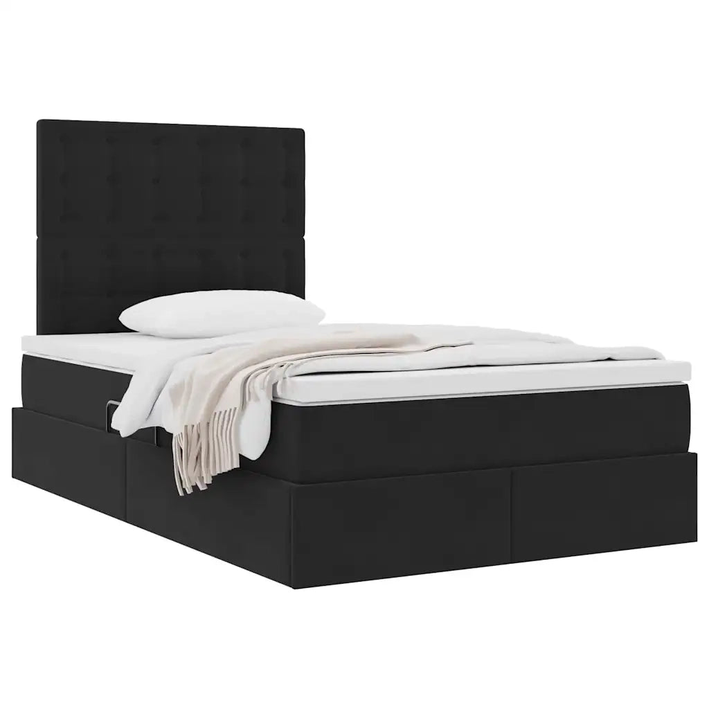 Letto con contenitore e materasso Nero 120 x 200 cm Velluto