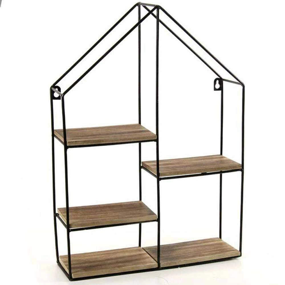 Trade Shop - Mensola Parete Casa 4 Mensole Ripiani Design Moderno Scaffale Legno Metallo -