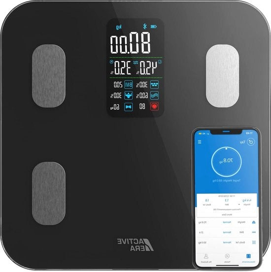 Ponderosimetro con Display a LED Grande - Bilancia Smart con Bluetooth - Alta Precisione Peso del Corpo e Indice di Massa Corporea (IMC) - Nero