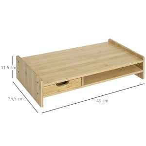 SUPPORTO PER MONITOR in bambù 49x25,5x11,5 cm naturale con cassetto
