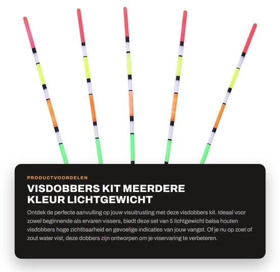 Kit per Dobber da Pesca 5 pezzi - Leggero in Balsa - Alta Visibilità - Bobber da Pesca - Indicatore di Mordita - Attrezzatura da Pesca Professionale