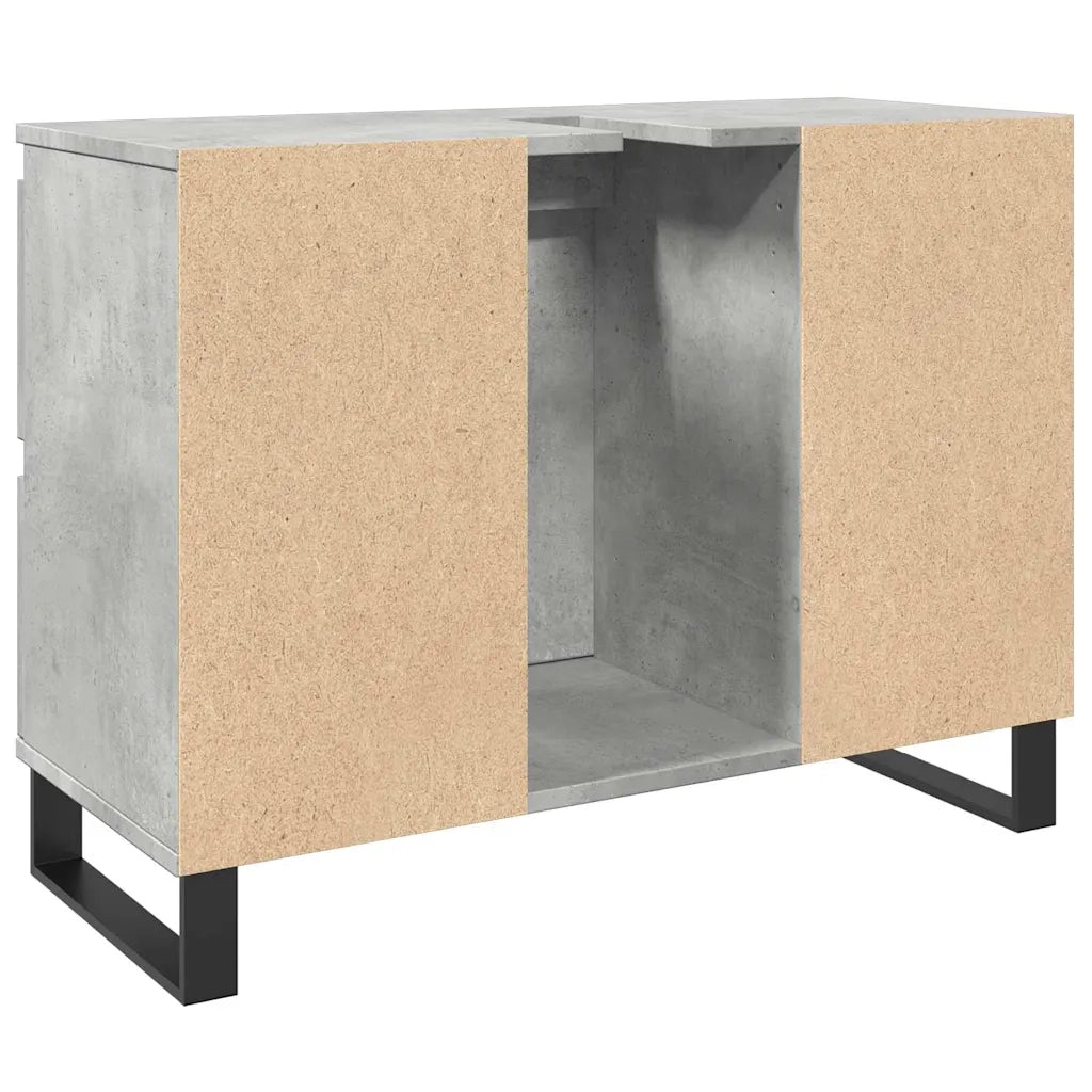 Armadietto da Bagno Grigio Cemento 80x33x60cm Legno Multistrato 857237