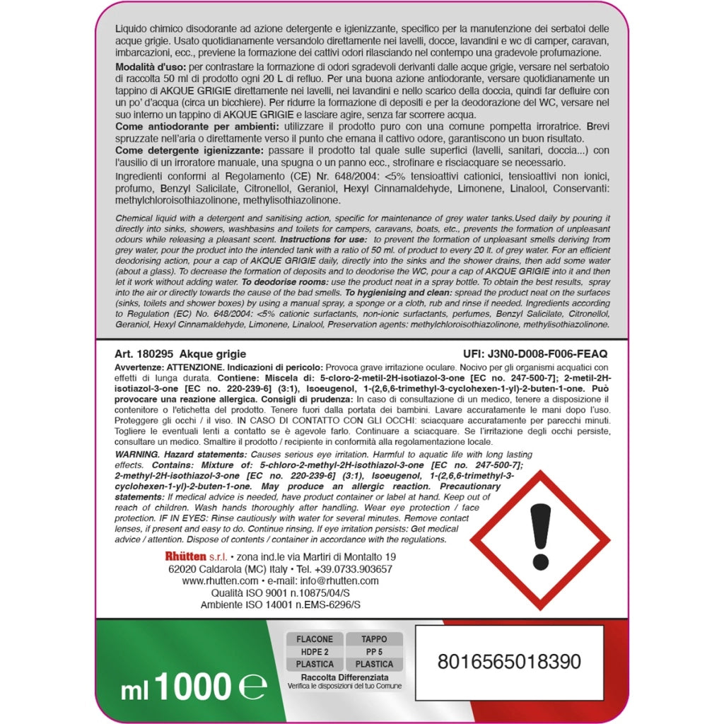 LIQUIDO DISODORANTE AKQUE GRIGIE 1L CAMPER.