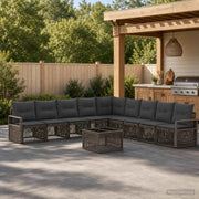 Set Divano da Giardino 10 pz Grigio polyrattan 3435737