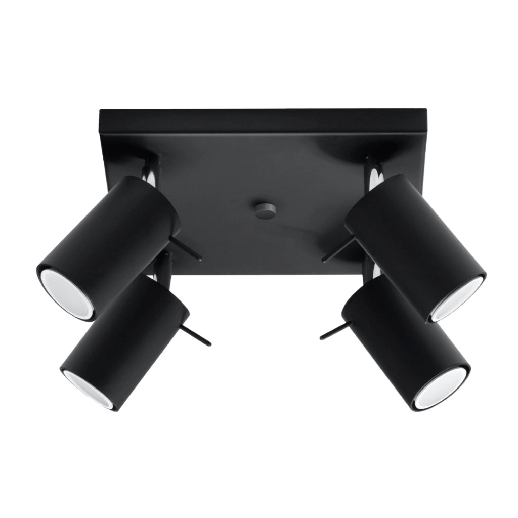 Lampada LED regolabile Bittersweet Shimmer Ring a 4 luci in acciaio nero