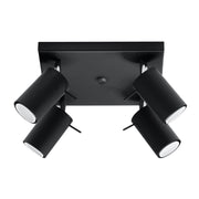 Lampada LED regolabile Bittersweet Shimmer Ring a 4 luci in acciaio nero