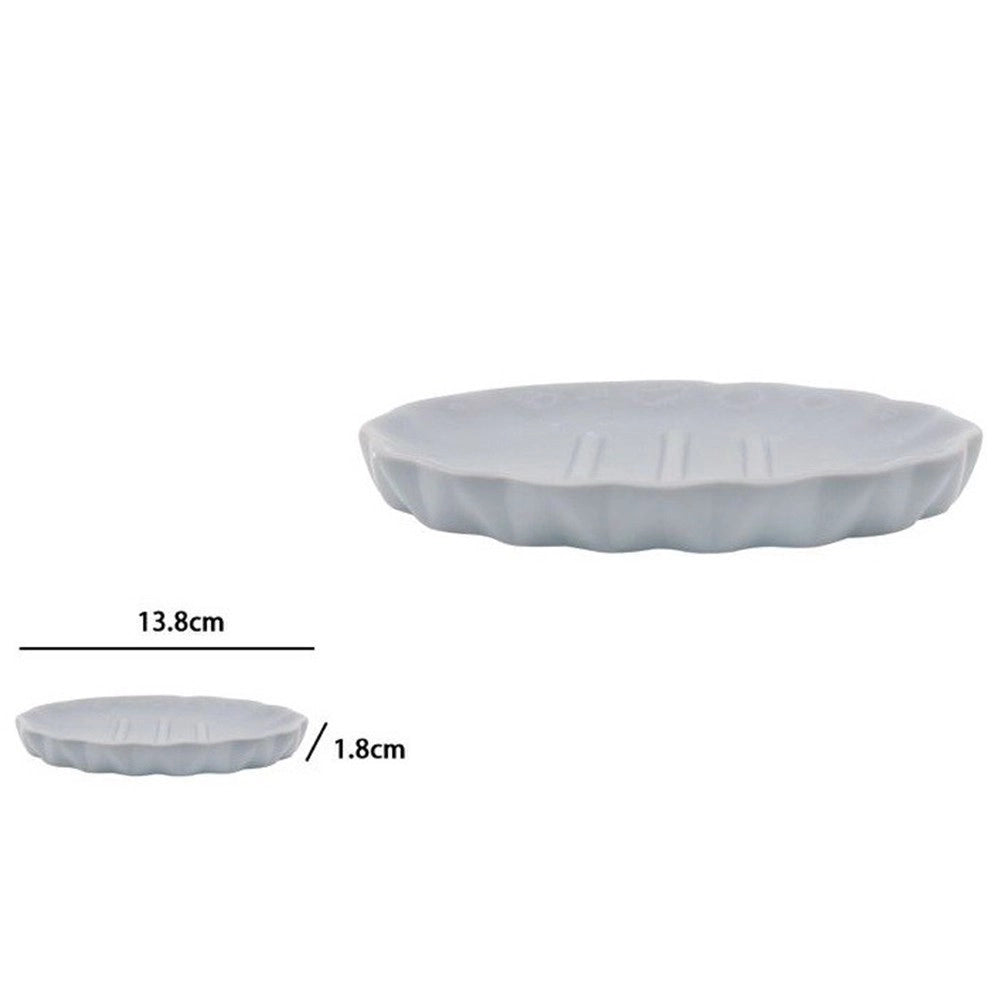Trade Shop - Piatto Piattino Porta Sapone Saponetta Accessori Arredo Bagno Grigio Decorata 79952 -