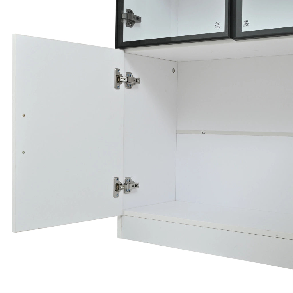 Vetrina alta 120 x 32 x 200 cm con 6 ante in vetro; LED controllato da app; bianco