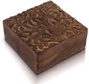 Scatola in Legno Artigianale - Scatola per Gioielli - 1 pezzo - Legno - 15,24 x 15,24 x 6,35 cm