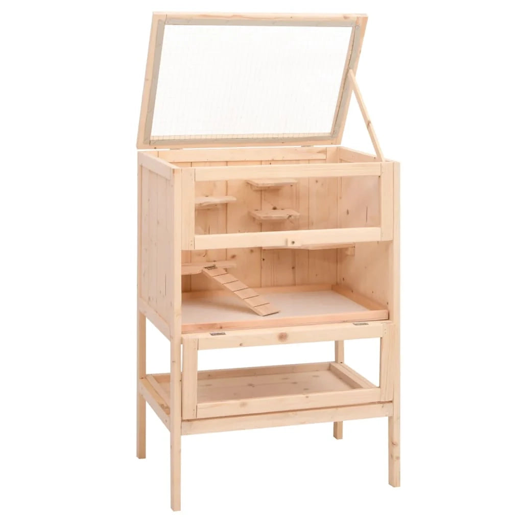 Gabbia per criceti 55 x 40 x 80 cm in legno massello di abete marrone 02_0041678