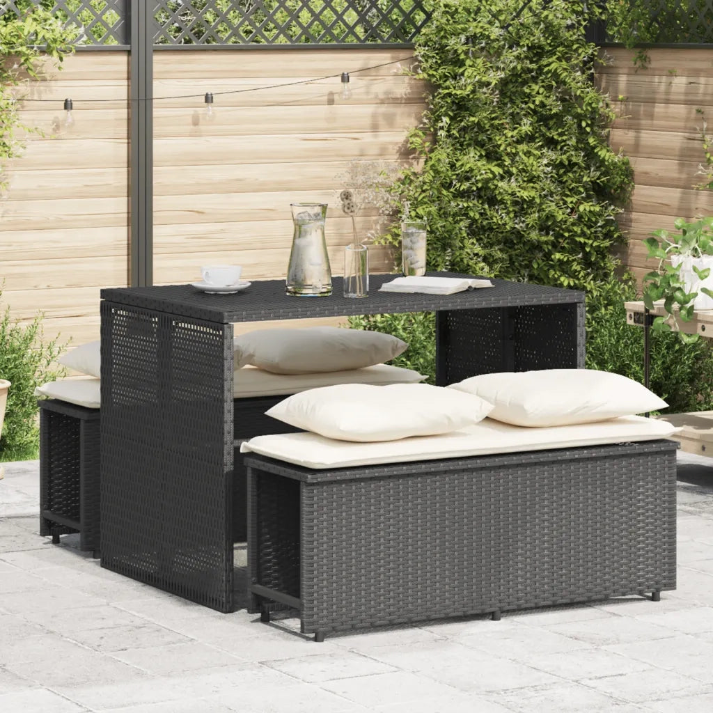 vidaXL Set da Pranzo da Giardino 3 pz con Cuscini Nero in Polyrattan