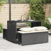 vidaXL Set da Pranzo da Giardino 3 pz con Cuscini Nero in Polyrattan