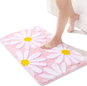 Tapijt per bagno a fiori, madonna, tappeto bagno, antiscivolo, lavabile, tappeto bagno, fiori bianchi e gialli, microfibra morbida, tappeto bagno, assorbente, 40 x 60 cm