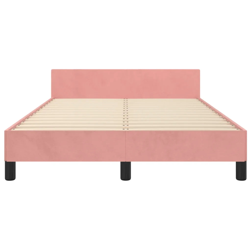 Giroletto con Testiera-Struttura Letto con testiera Rosa 120x200 cm in Velluto 244847