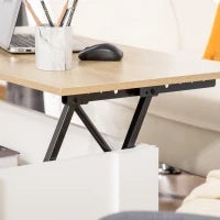 Tavolino con piano sollevabile, tavolino da soggiorno con spazio di archiviazione nascosto, stile moderno, per soggiorno, ufficio, 100x50x45cm, bianco