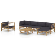 Set Divani da Giardino 7 pz con Cuscini Grigio Scuro in BambÃ¹ cod mxl 41450