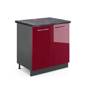 Mobile lavello cucina Fame-Line Bordeaux lucido/Antracite 80 cm, PL Antracite Vicco