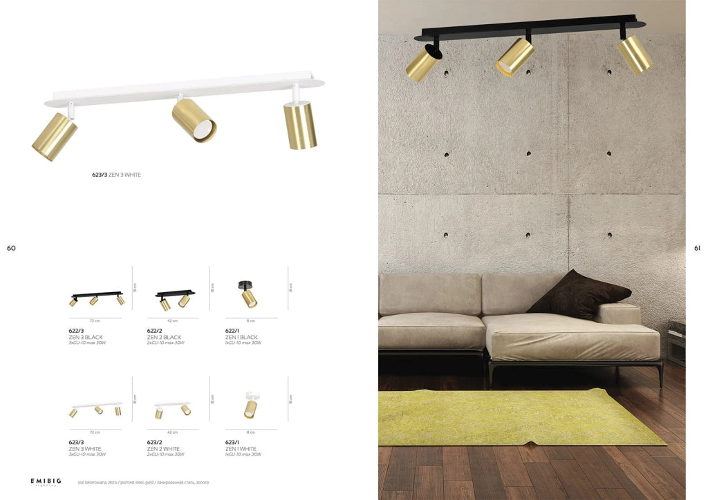 Spot da soffitto Emibig ZEN 1xGU10 max 30W ottone/bianco