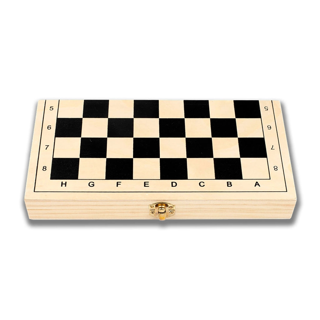 Set di Giochi 3 in 1 Scacchi Dama Backgammon in Legno Salvaspazio 29x29 cm