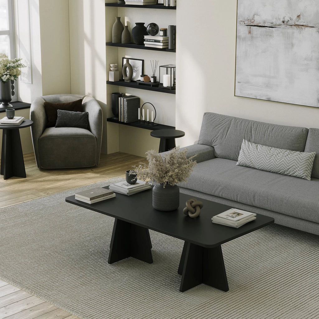 Ottana, Tavolino da Salotto Forma Rettangolare, 120x60x40h cm Nero