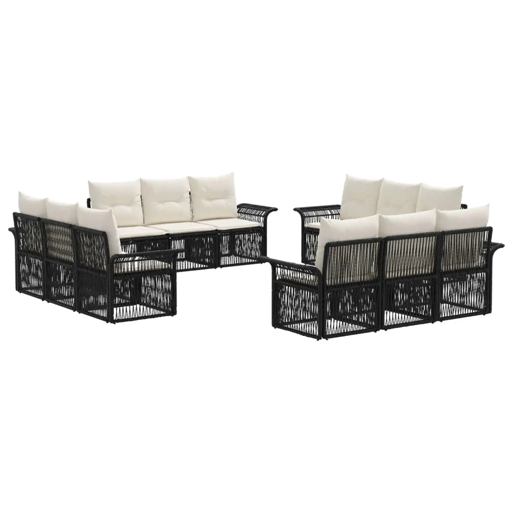 Set Divano da Giardino 12 pcs Nero polyrattan 3434779