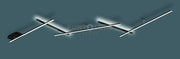 INDIRA PLAFONIERA-APPLIQUE ANCHE RETRO-ILLUMINATA CON 5 BACCHETTE ORIENTABILI NERE L. 245CM LED 25W 3000lm, 3000K DIMMERABILE