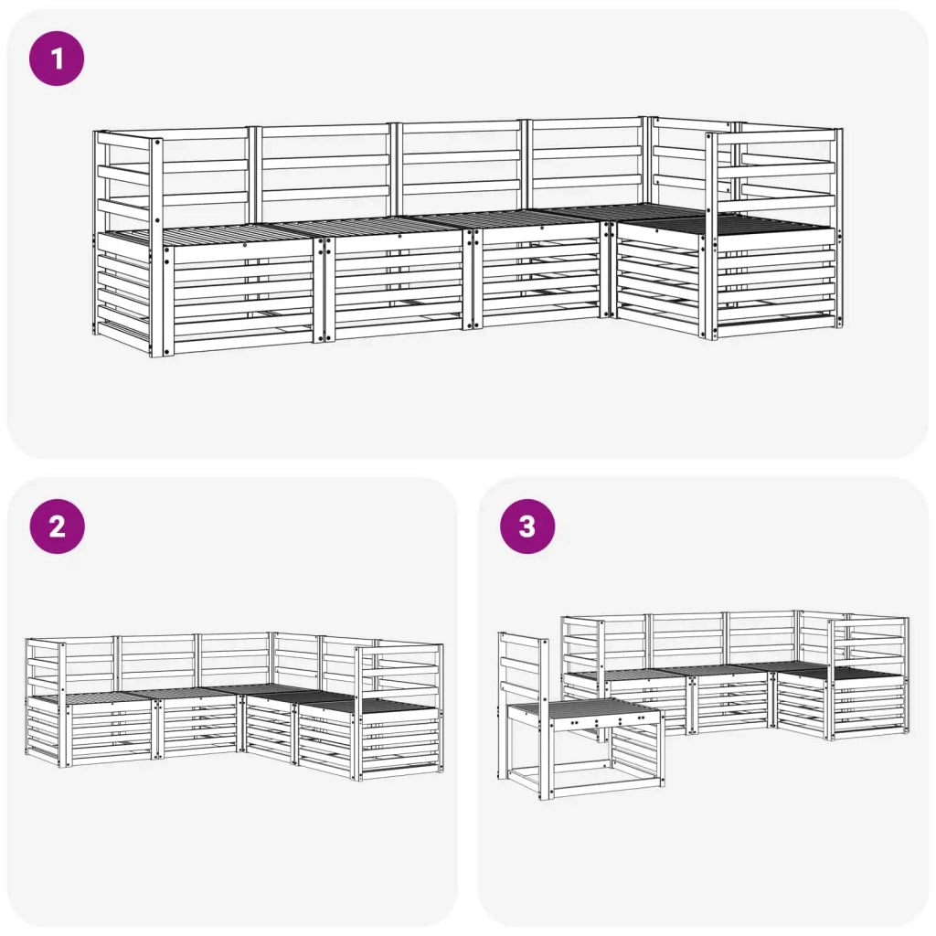 Set di divani da esterno 5 pcs Bianco 245 x 126,5 x 73 cm 3391814