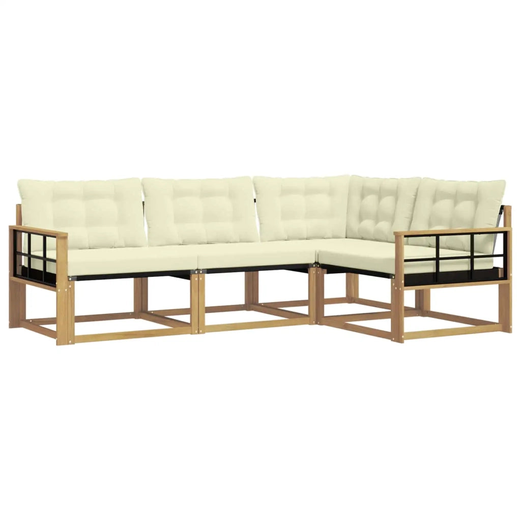Set di divani da esterno con cuscino 4 pcs Bianco e Crema 3388640