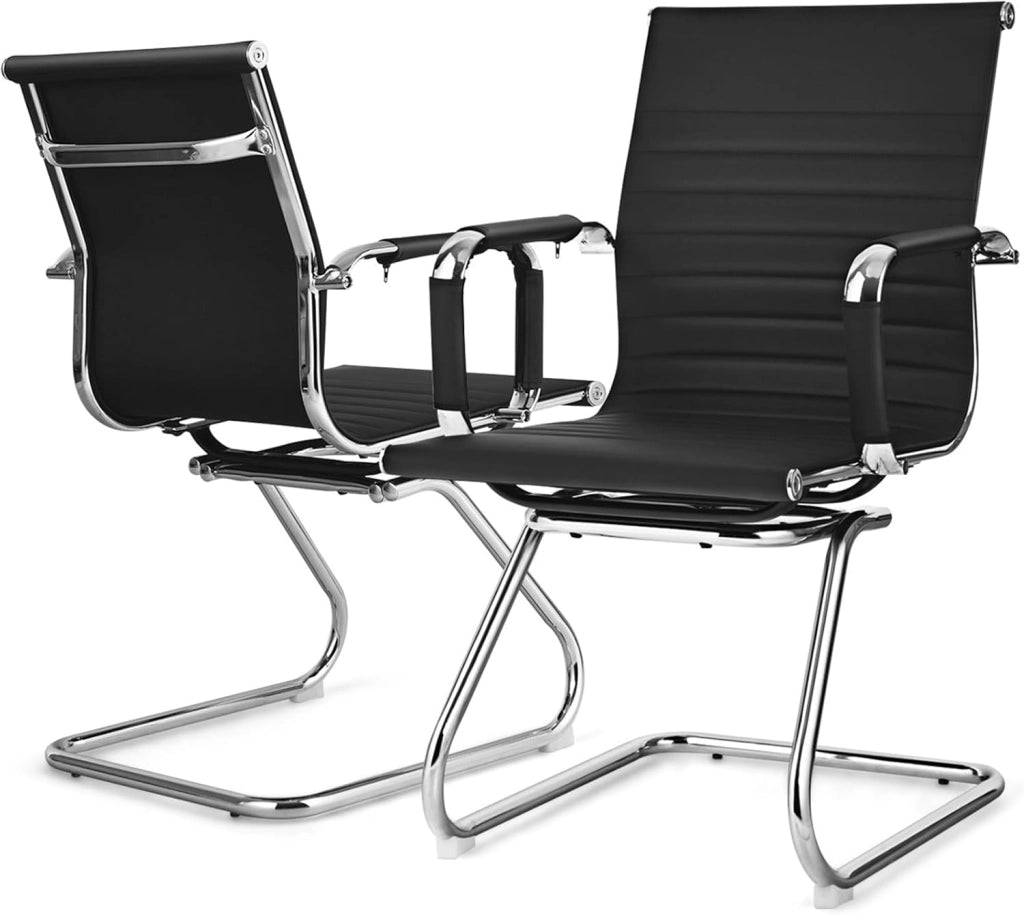 Set di 2 Sedie da Ufficio Ergonomica, Sedie per Sala d'Attesa, Sedia da Conferenza, Poltrona Ufficio con Braccioli, Sedia da Ricevimento Moderne, per Scrivania Sala Riunioni, Portata 120 kg