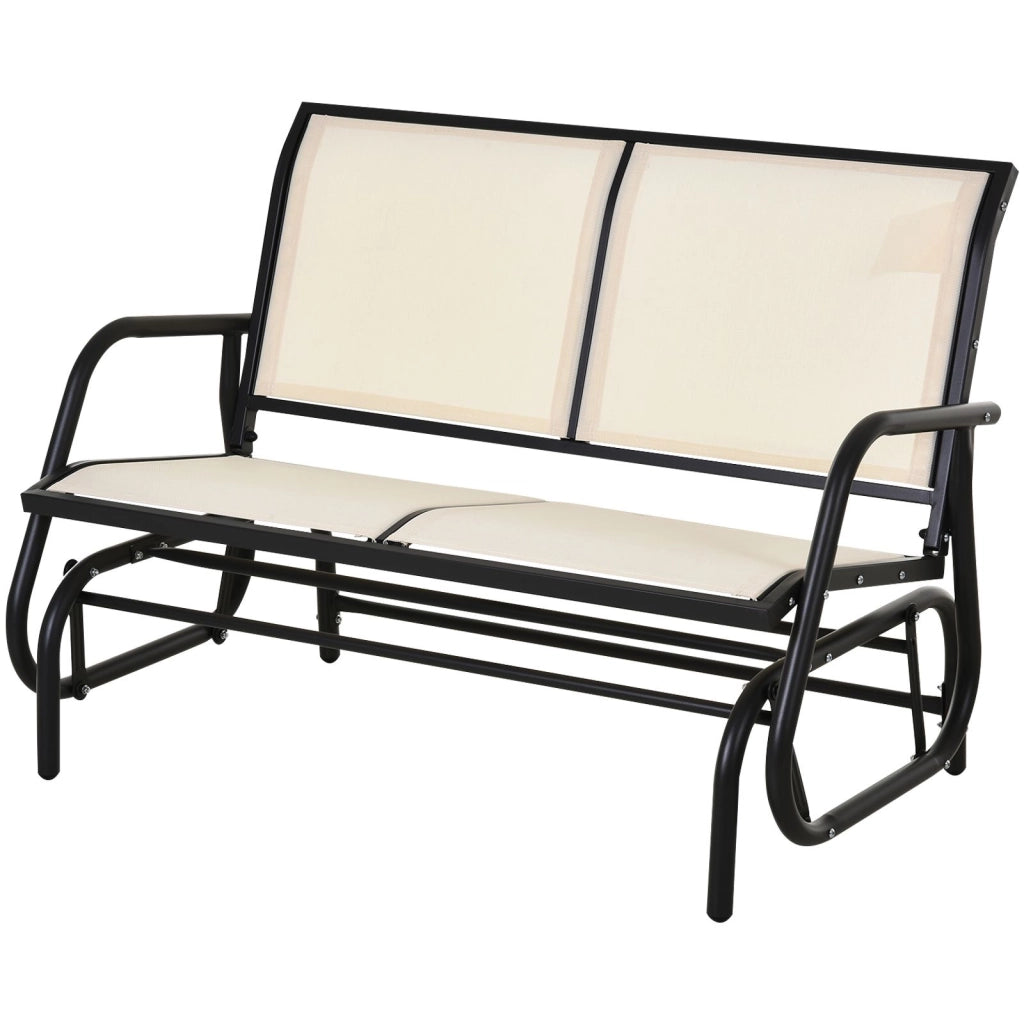Easycomfort Panchina a Dondolo da Giardino a 2 Posti in Metallo e Tessuto a Rete Traspirante, 120x70x85cm, Beige