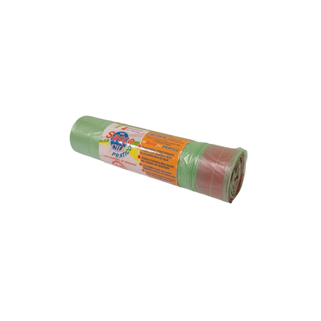 SACCHI RIFIUTI 40L 55X65CM 15PZ VERDI MANIGLIE