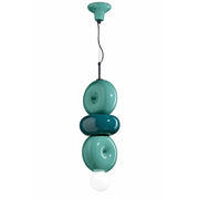 Sospensione Vintage Decò Bumbum 3 Elementi Ceramica Turchese E Verde 1 Luce E27