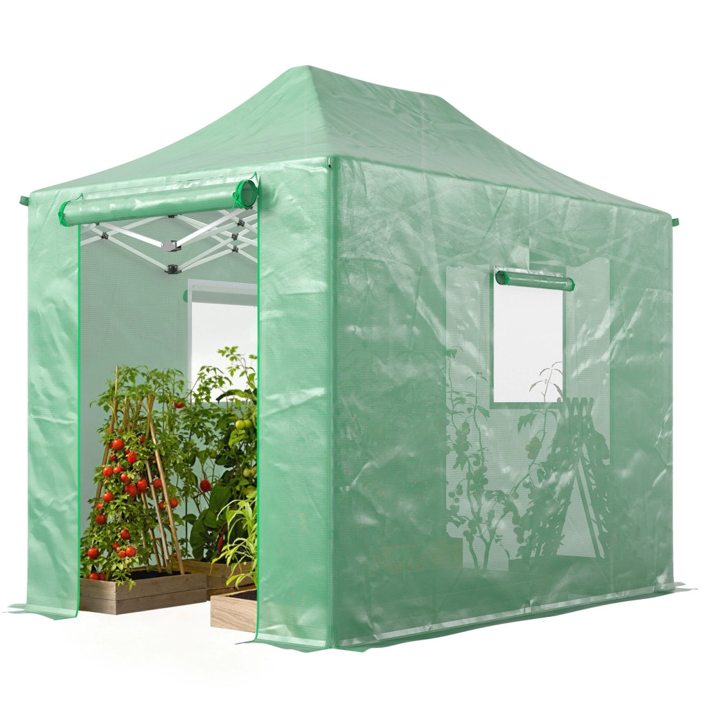 Serra da giardino pieghevole 200x300x270 cm con tetto a capanna ¨C zephmum ¨C verde