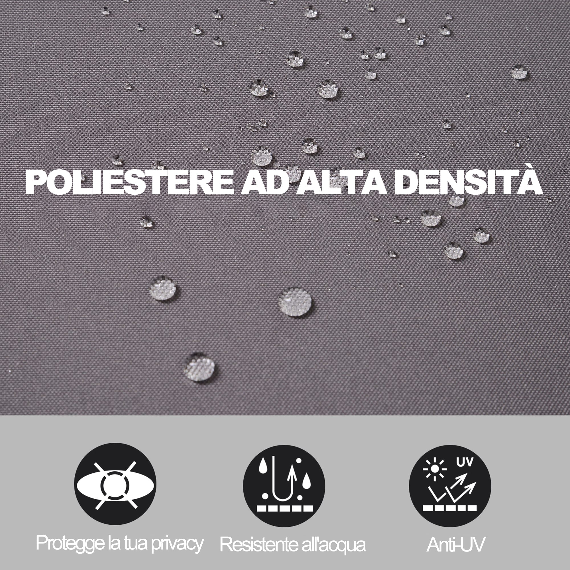 Tenda Laterale Frangivista da Giardino 3x1,60m in Alluminio e Tessuto  Grigio