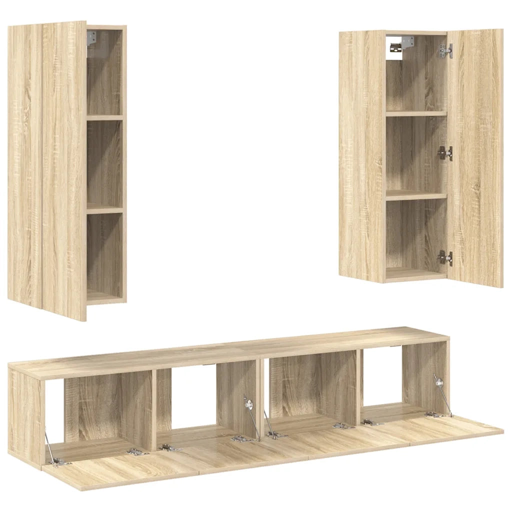 Set di Mobili TV 4 pz Rovere Sonoma in Legno Multistrato 3078981
