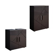 Set di mobili da bagno Irma Antracite lucido 2 parti, con unità midi Vicco
