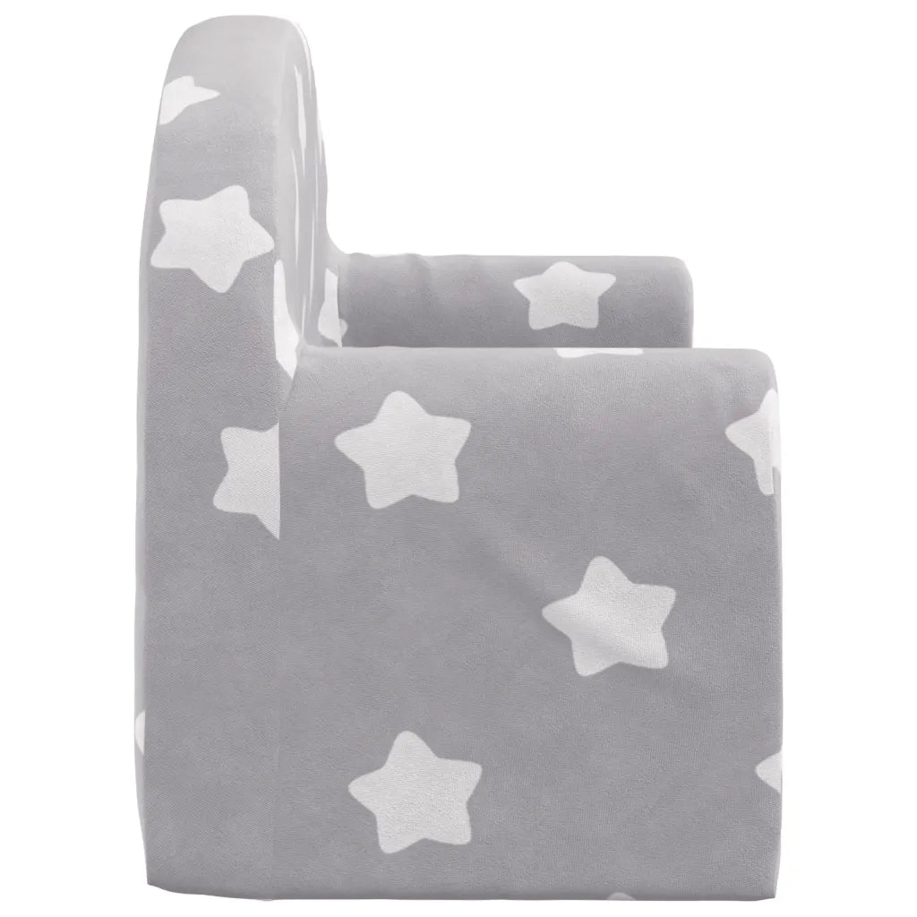 Divano Letto Bambini a 2 Posti Grigio Chiaro con Stelle Peluche